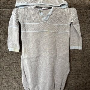 Little Newcomers Gray Cable Knit Baby gown with Hood 3-6 month used condition